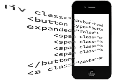 Computercode und ein Smartphone