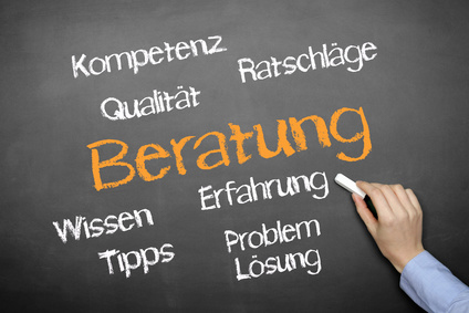 eine Tafel mit dem Wort Beratung